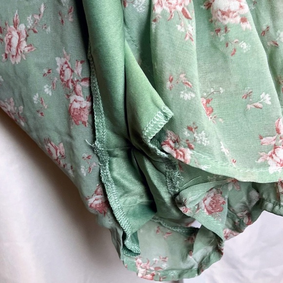 Trixxi Mint Green Floral Romper XL NWT Ruffle Babydoll Cottagecore Fairycore - Picture 9 of 13